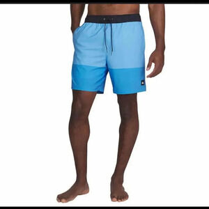 NWT Quiksilver Blue Colorblock Men's Swim Trunks Board Short 7" Inseam